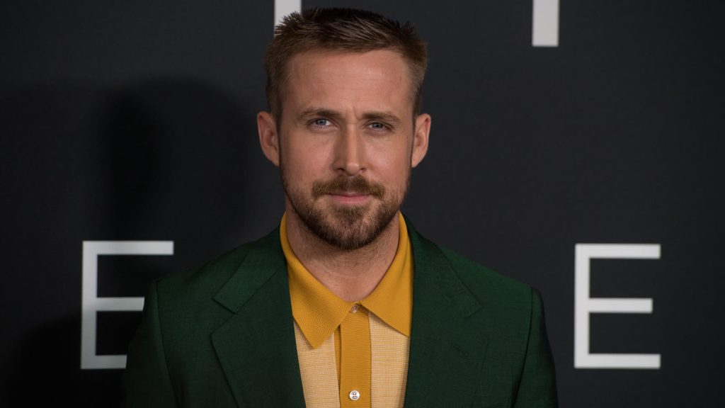 Ryan Gosling på den røde løber ved premieren på First Man i Smithsonian National Air and Space Museum i 2018